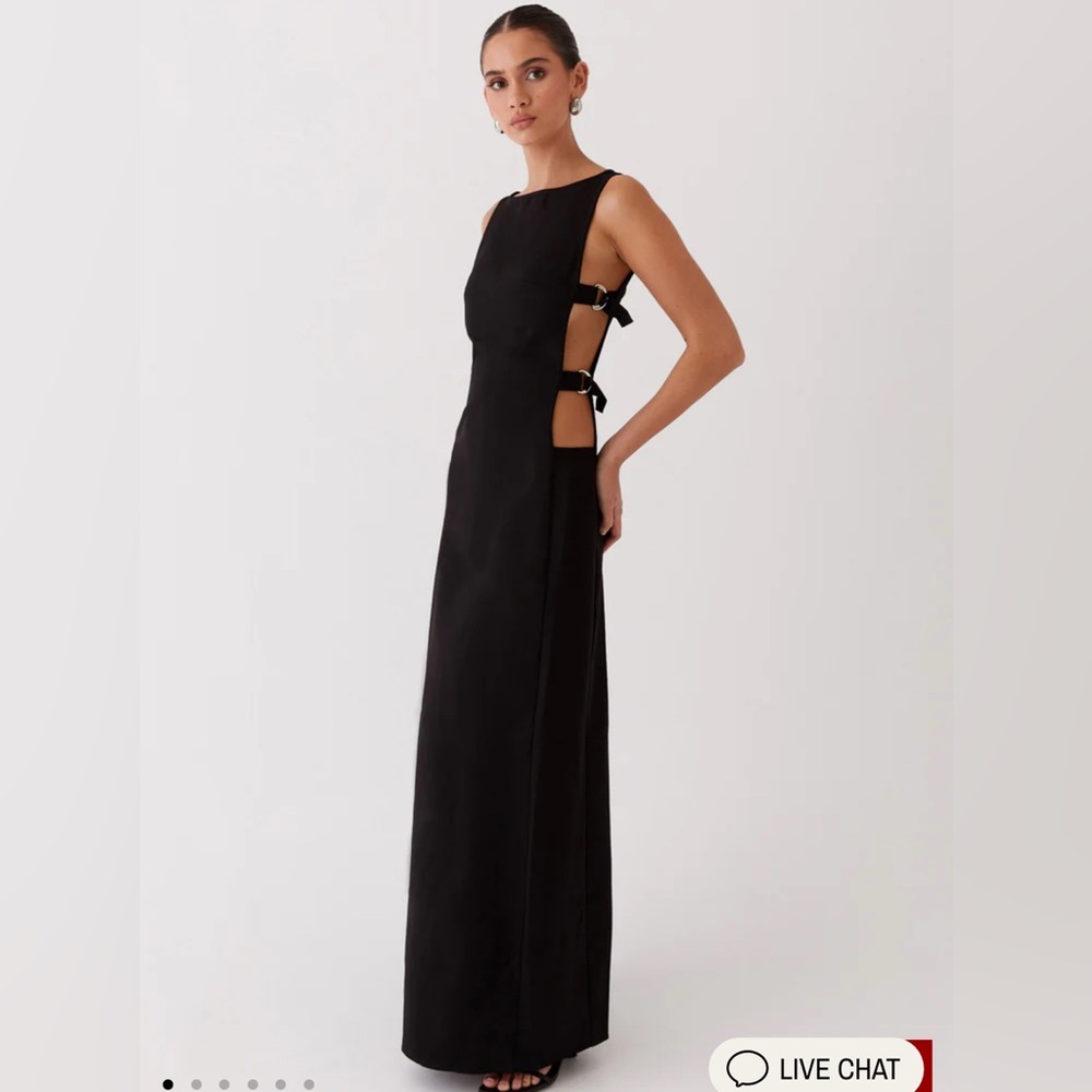 Peppermayo Cherish You Buckle Maxi Dress, Black US Size 8 New With Tags